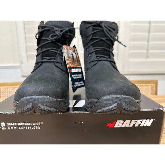 Baffin Mens Truro Boots Black Leather Felt Collar Size 10 NIB Weatherproof Comfy - Picture 7 of 14